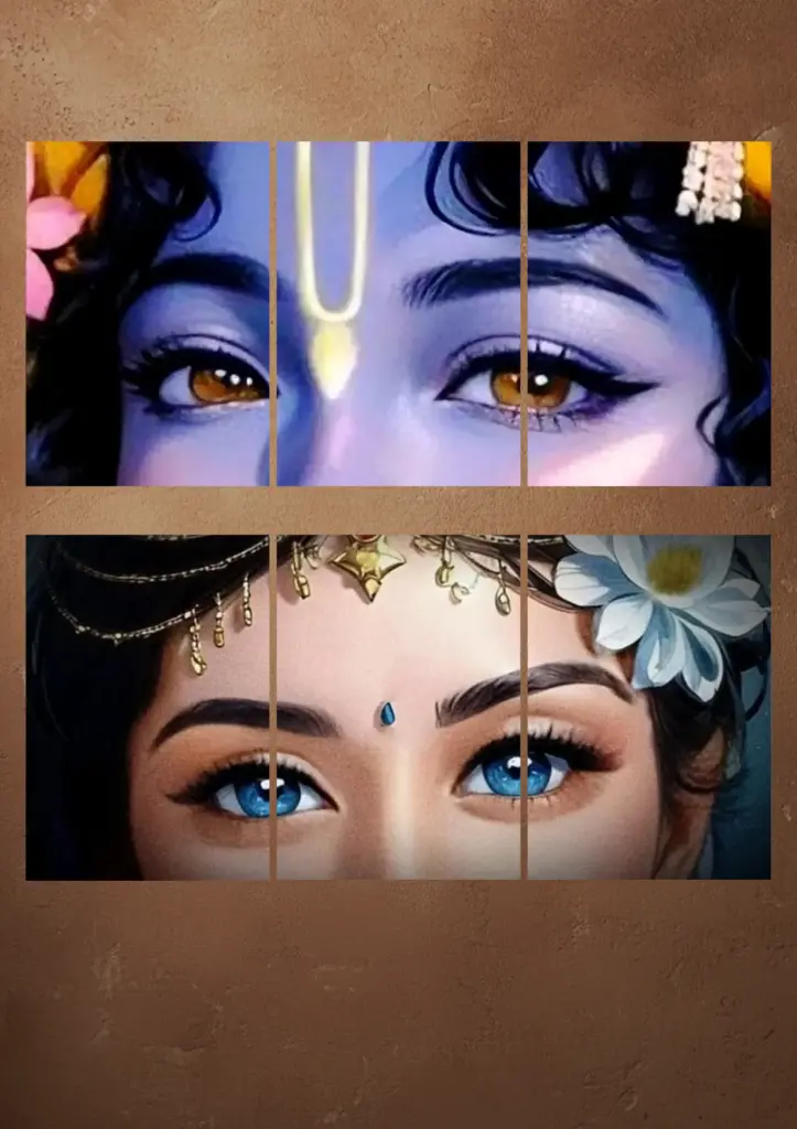 Radha Krishna Eyes || Split Poster (Combo of 2)
