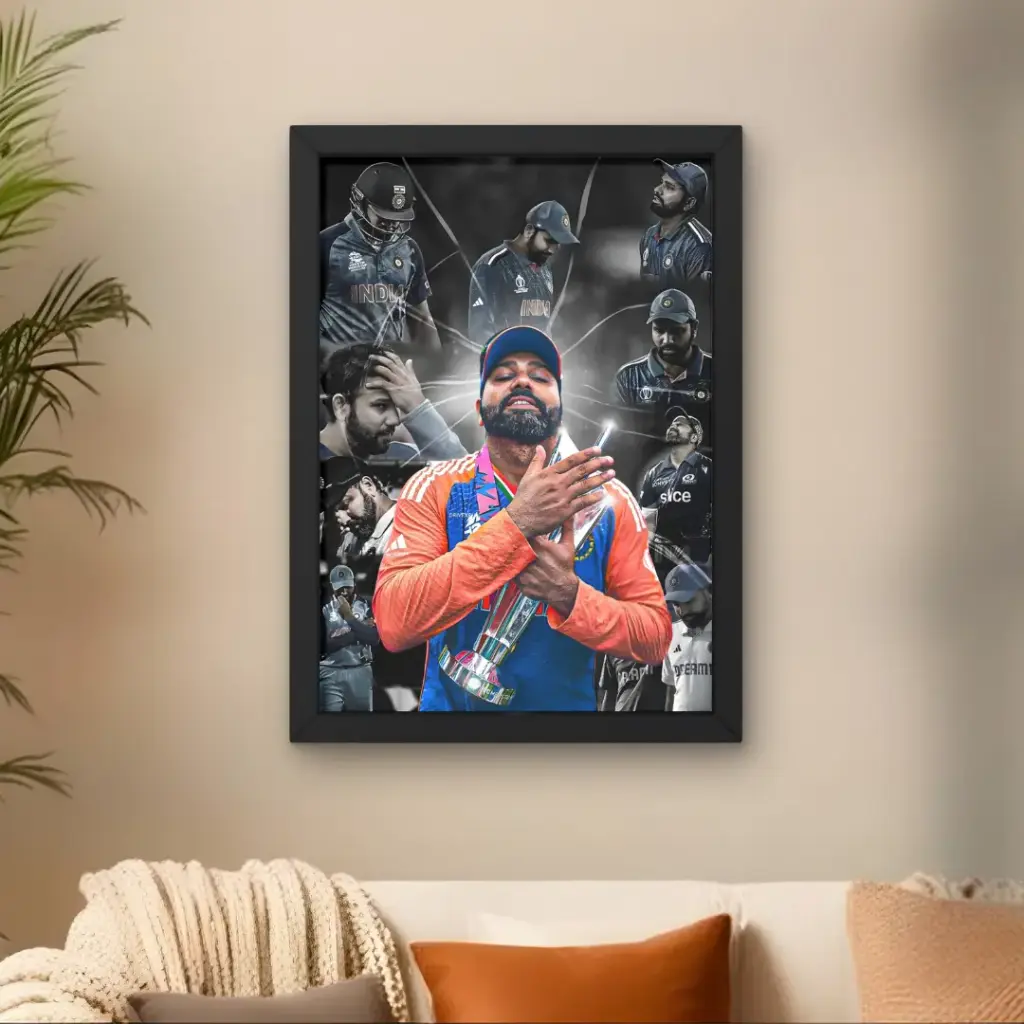 Rohit Sharma With T20 World Cup Poster