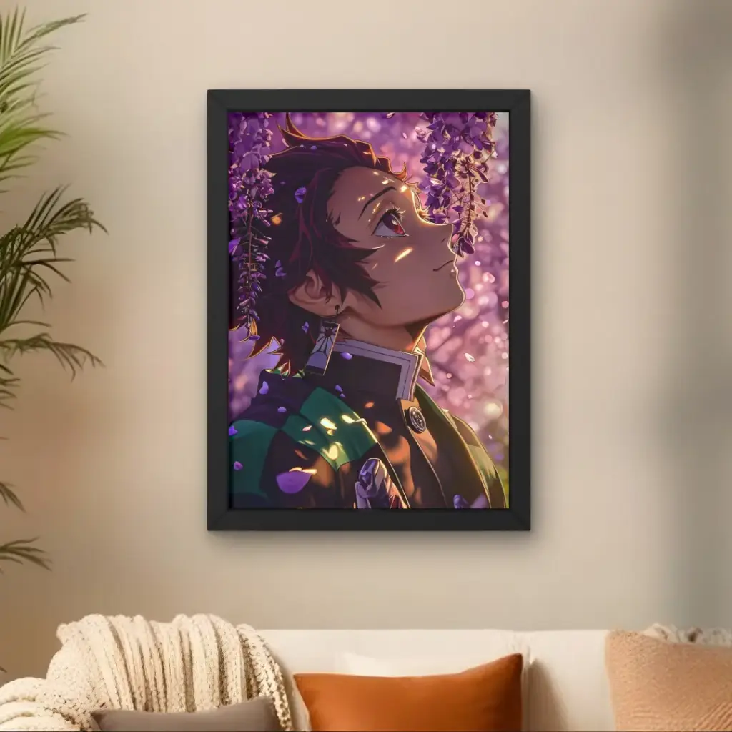 Tanjiro Under Wisteria Tree Poster