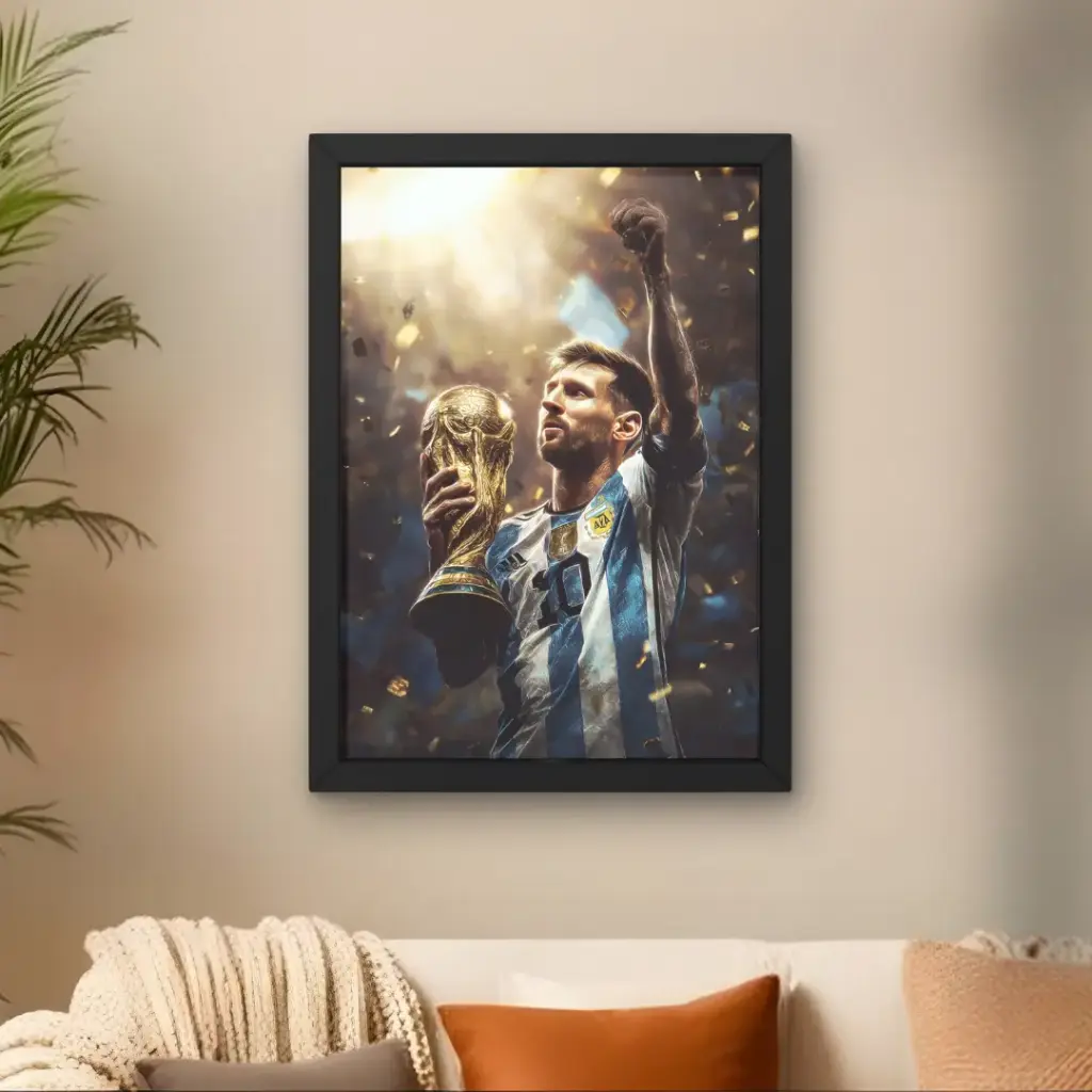 Messi With World Cup Poster