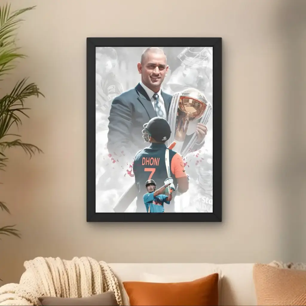MS Dhoni With World Cup Poster